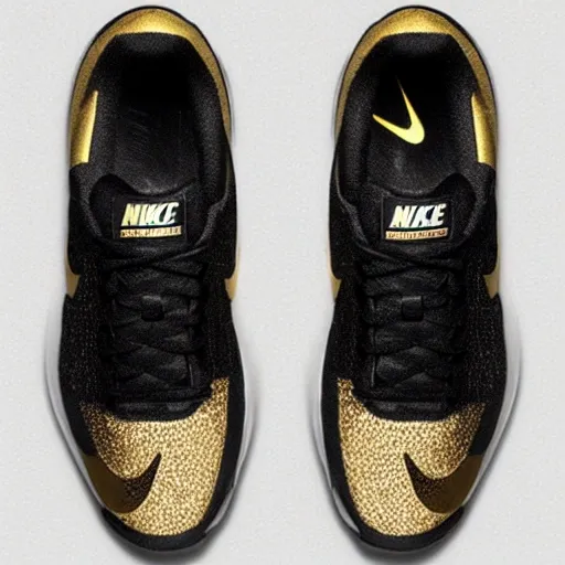 Gold and black Nike shoes, 3D