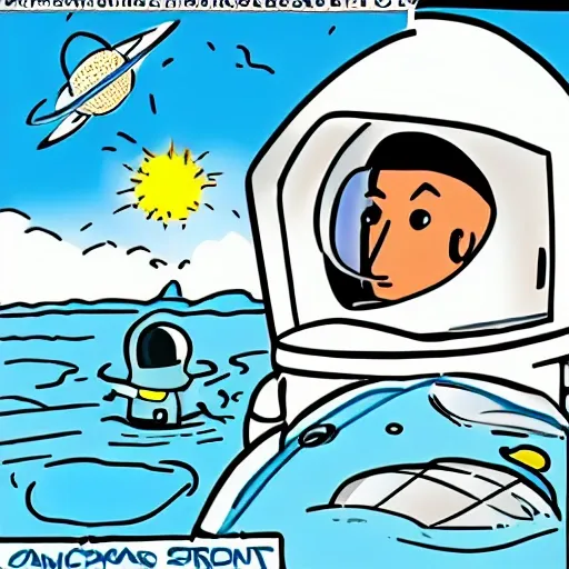 astronauta debajo del agua, Cartoon