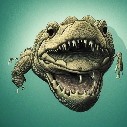 happy crocodile, coherent symmetrical face, digital art, perfect anatomy, hyper detailed, concept art, sharp focus, 8k resolution, smooth, denoise