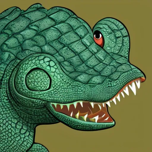 happy crocodile, coherent symmetrical face, digital art, perfect anatomy, hyper detailed, concept art, sharp focus, 8k resolution, smooth, denoise