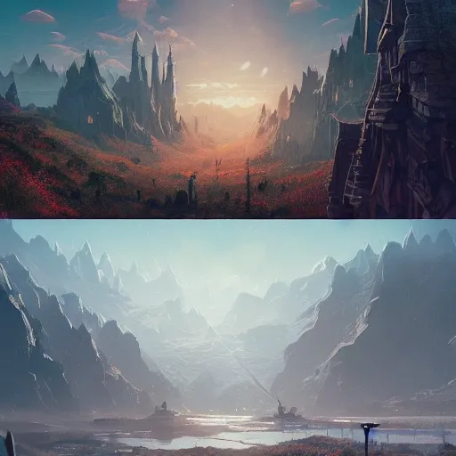 Authentic illustrations of different cities in The Lord of the Rings,Magnificent super wide angle,high quality, 8k,high resolution, city landscape, side scrolling, Rule of Thirds, 4K, Retrofuturism,by makoto shinkai,Anton Fadeev, thomas kinkade,greg rutkowski