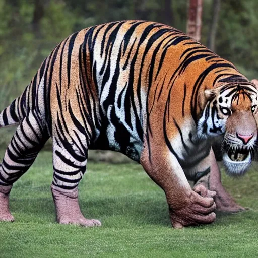 dinosaur tiger, which spits out mammoth, which spits out primitive man