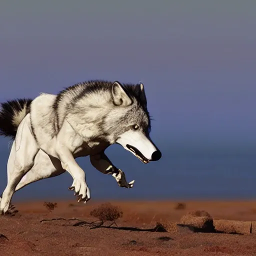 lobo blanco cazando en manada , , 3D 