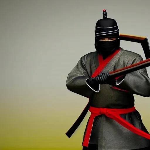 3D un samurai estilo ninja colombiano combatiendo en corea llamados los demonios de las trincheras, 