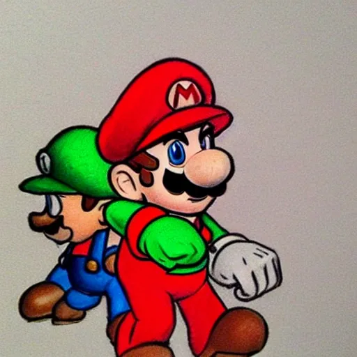 create an image of mario bros , Pencil Sketch