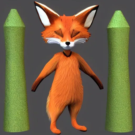 , 3D, furry fox