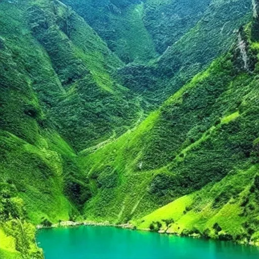 Beautiful scenery, green mountains and green waters, perfect picture quality