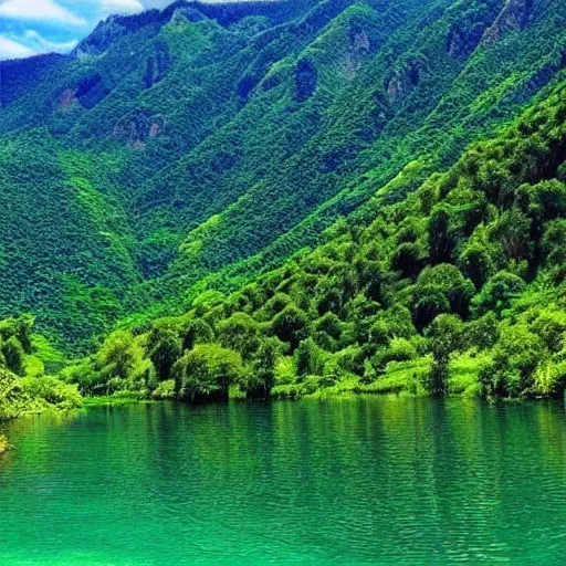 Beautiful scenery, green mountains and green waters, perfect picture quality