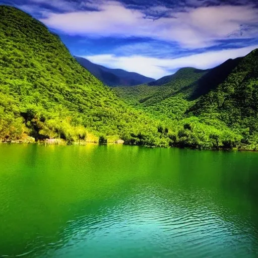 Beautiful scenery, green mountains and green waters, perfect picture quality