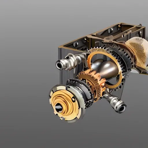 3d mechanical gearbox that spark fire and burn