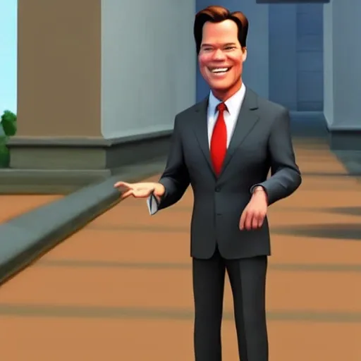 screenshot of mark rutte  in a pixar movie. 3 d rendering. unreal engine. amazing likeness. very detailed. cartoon caricature. 