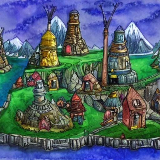 dwarf city, Water Color