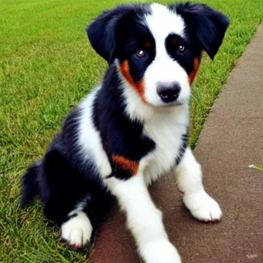 Create a superhero dog named super Zeke. He is a black and white Australian Shepard 