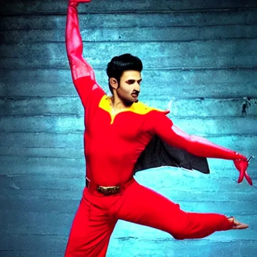 , 3D create a super hero named red dancer. He is a professional Bollywood dancer who can use light to attack enemies 