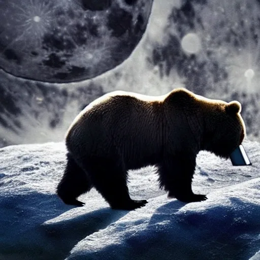 one bear eat ice in the moon
