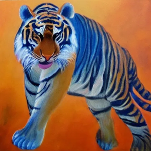 un tigre con alas vlando sobre la luna
, Oil Painting