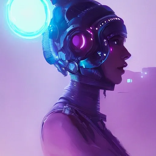 a beautiful portrait of a cute cyberpunk women by greg rutkowski and wlop, purple blue color scheme, high key lighting, digital art, highly detailed, fine detail, intricate, ornate, complex , 3D