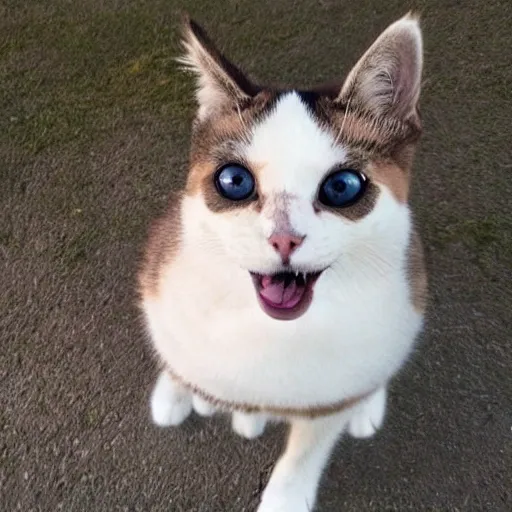 smiling cat dog llama huge eyes team