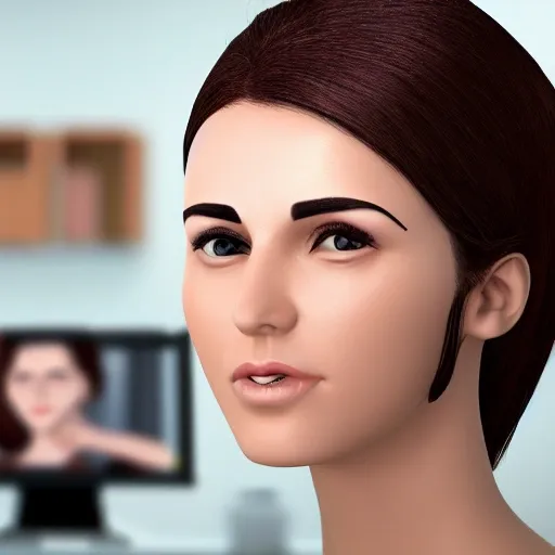 photorealistic woman in office
