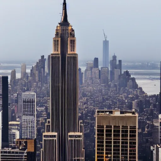  people floating over the empire state building, relistic, hd,  