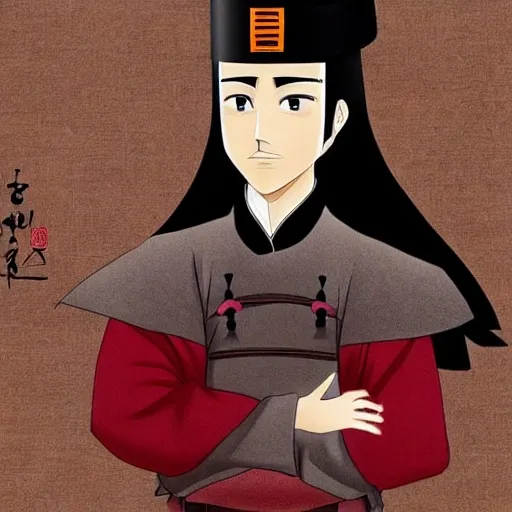 Zhuge Liang, Cartoon, Chinese, Boy,smart, fan,Three Kingdoms
