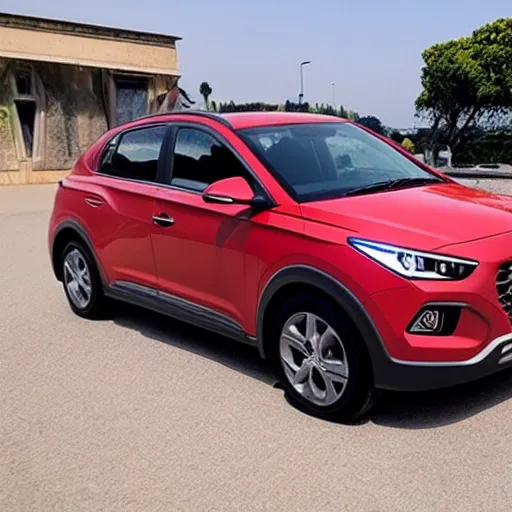 CAR  hyundai red , realistic , real life , say text  "SE VENDE 15<!--ssr-outlet-html-->quot;