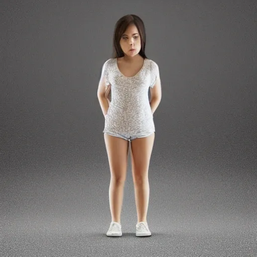 Girl who standing position and full body is looking transparent from it's clothes 