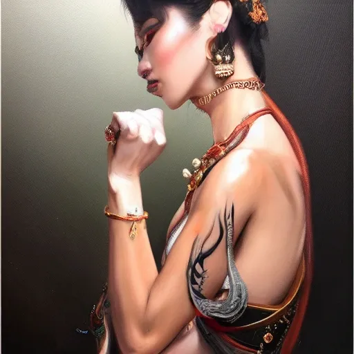 portrait full body female Russian concubine with slim very curvy body painting by gaston bussiere, greg rutkowski, yoji shinkawa, yoshitaka amano, tsutomu nihei, donato giancola, tim hildebrandt, oil on canvas, trending on artstation, featured on pixiv, cinematic composition, extreme detail, metahuman creator ,(best quality:1.4), ((masterpiece)),((realistic)), (detailed), Negative prompt: paintings, sketches, (worst quality:2.0),(normal quality:2.0), (low quality:2.0), lowres, ((monochrome)), ((grayscale))(monochrome:1.1), (shota:1.5), ((disfigured)), ((bad art)),((NSFW)), bad-hands-5, Steps: 20, Sampler: DDIM, CFG scale: 7, Seed: 4141018083, Size: 512x768, Model hash: 32c4949218, Model: V08_V08, Denoising strength: 0.5, ENSD: 31337, Hires upscale: 2, Hires steps: 20, Hires upscaler: 4x-UltraSharp