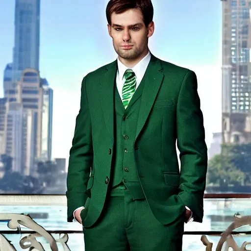 Nathaniel "Nathan" Summers wearing a green dress suit