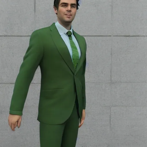 Nathaniel "Nathan" Summers wearing a green dress suit