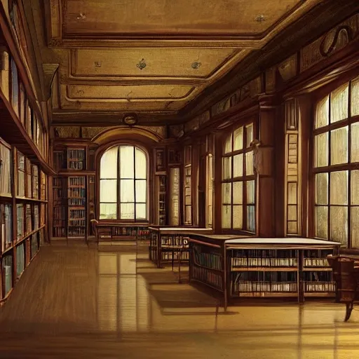 realistic classic library, hall with a lot of tables, portrait full body teen european sit studying, beautiful scenery, perfect picture quality, bright colors, unreal engine highly rendered, extremely detailed face and eyes, oil on canvas, trending on artstation, featured on pixiv, cinematic composition, extreme detail, metahuman creator, Size: 1920x1080