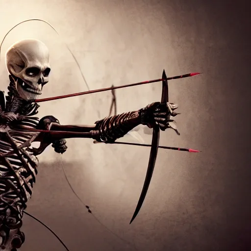 skeleton archer, digital art, UHD, 64K, sharp focus, studio photo, intricate details, highly detailed, cinematic light, skyrim
