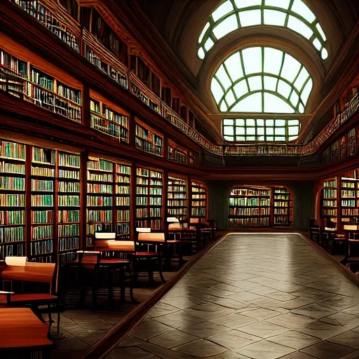 realistic classic university library, aisle with a lot of tables, portrait full body european man sit studying, beautiful scenery, perfect picture quality, bright colors, unreal engine highly rendered, extremely detailed face and eyes, oil on canvas, trending on artstation, featured on pixiv, cinematic composition, extreme detail, metahuman creator, Size: 1920x1080