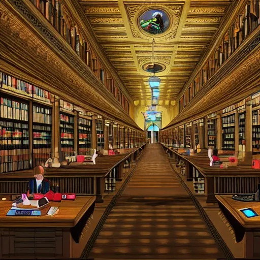 realistic classic university library, portrait full body european man sit studying, aisle with a lot of tables, beautiful scenery, perfect picture quality, bright colors, unreal engine highly rendered, extremely detailed face and eyes, oil on canvas, trending on artstation, featured on pixiv, cinematic composition, extreme detail, metahuman creator, Size: 1920x1080