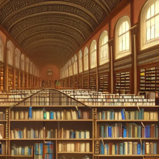 realistic classic university library, portrait full body european teen sit studying, aisle with a lot of tables, beautiful scenery, perfect picture quality, bright colors, unreal engine highly rendered, extremely detailed face and eyes, oil on canvas, trending on artstation, featured on pixiv, cinematic composition, extreme detail, metahuman creator, Size: 1920x1080