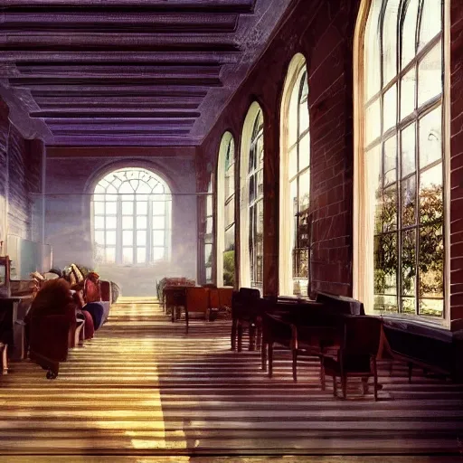 realistic classic university library, foreground, portrait full body european teen studying, aisle with a lot of tables, beautiful scenery, perfect picture quality, bright colors, unreal engine highly rendered, extremely detailed face and eyes, oil on canvas, trending on artstation, featured on pixiv, cinematic composition, extreme detail, metahuman creator, Size: 1920x1080