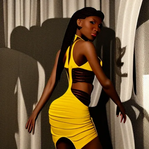 Yellow skin tight store dress