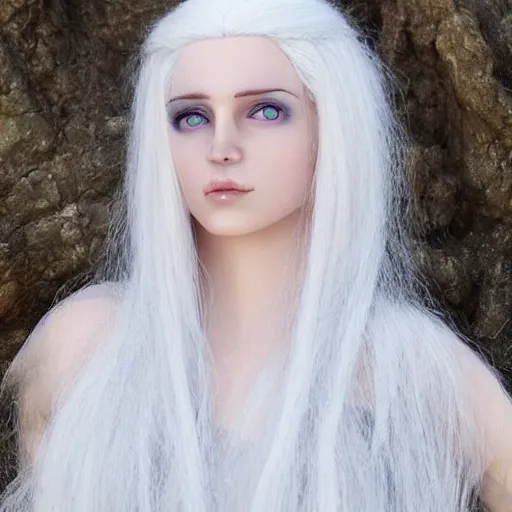 Valyrian female, long intricate pale white hair, photo realistic ...