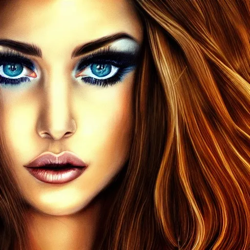 super hyper realistic portrait of a beauty readhead girl,1girl,pretty woman,hypnotic eyes,realistic shaded, fine details