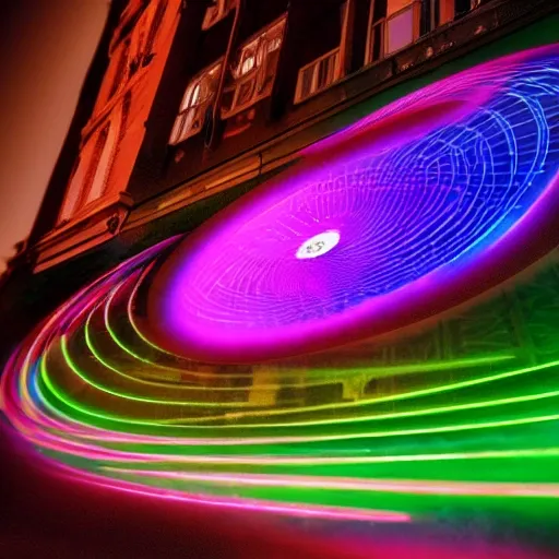 Rotating, laser neon, spectral art, advertising, surrealism, 3d art, ultra-high detail, working lighting