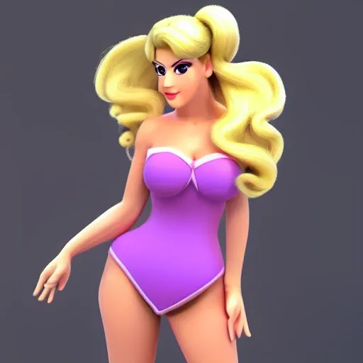 Sexy Princess Peaches, Cartoon, 3D