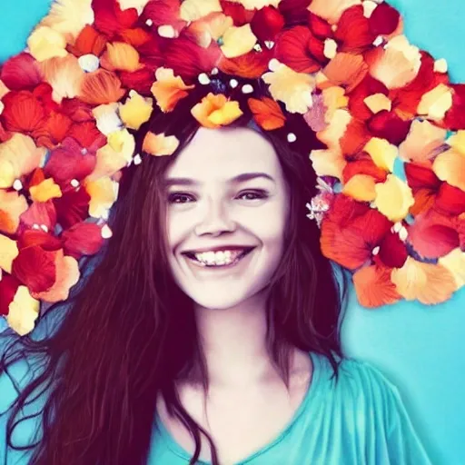 The girl with the petals in her hair, smile