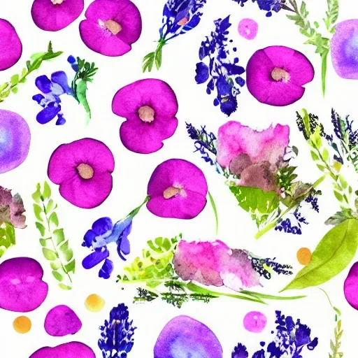 wildflower bundle isolated, watercolor, on completely white background, pastel colors--ar2:3--
