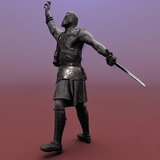 warrior standing in front whole army holding sword, 3D