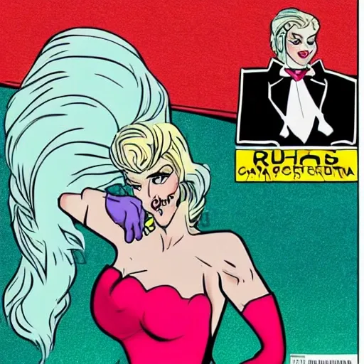 , Cartoon
Superheroina con traje plateado brilloso y reluciente.  
Que su cara tenga mínimos rasgos alienigenas o radioactivos.
Que sea rubia y tenga ojos grises.
Que en la imagen se la veo de cuerpo entero.