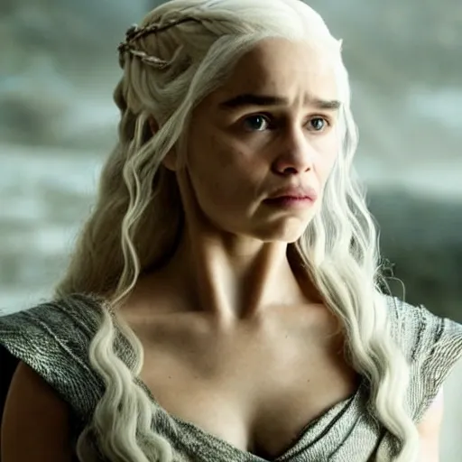 very angry Daenerys Targaryen, sitting on a dragon