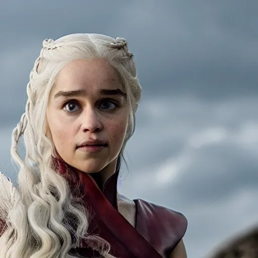 Daenerys Targaryen, sitting on a dragon
