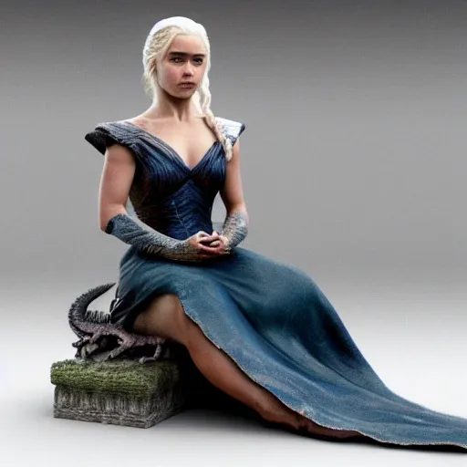 Daenerys Targaryen, sitting on a dragon, 3D