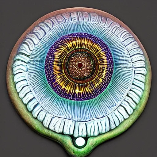 sculpture of an eye in the style of Alex Grey