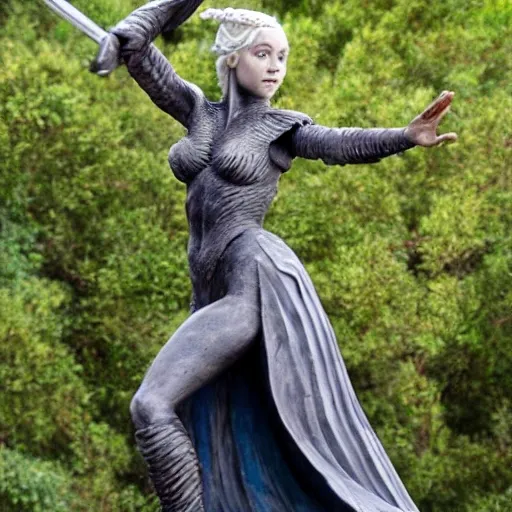 sculpture of an Daenerys Targaryen, action pose